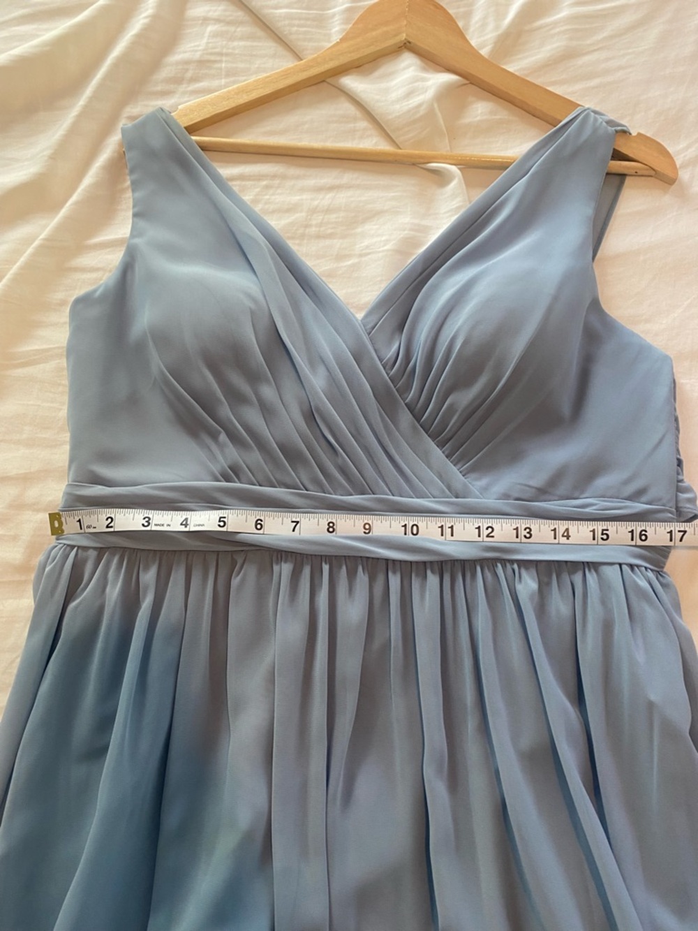 Azazie Dusty Blue Kora Pleated Chiffon Maxi Dress - Picture 7 of 8